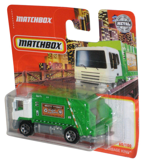 Matchbox Garbage King (2021) Green & White Metal Toy Truck 60/100 - (Short Card)