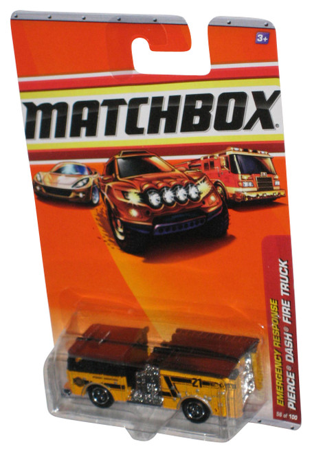 Matchbox Emergency Response (2009) Yellow & Black Pierce Dash Fire Truck Toy 56/100