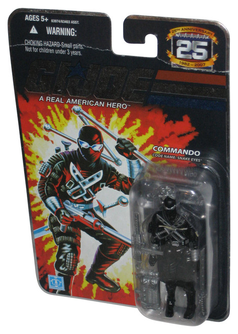 GI Joe 25th Anniversary (2007) Snake Eyes Commando 3.75 Inch Figure - (Creased Card)