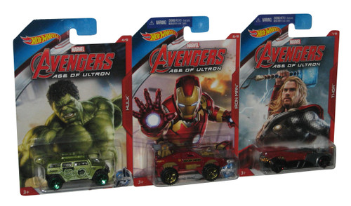 Marvel Avengers Age of Ultron Iron Man Sting Rod, Hulk Rockster & Thor Buzz Bomb Hot Wheels Toy Car Lot