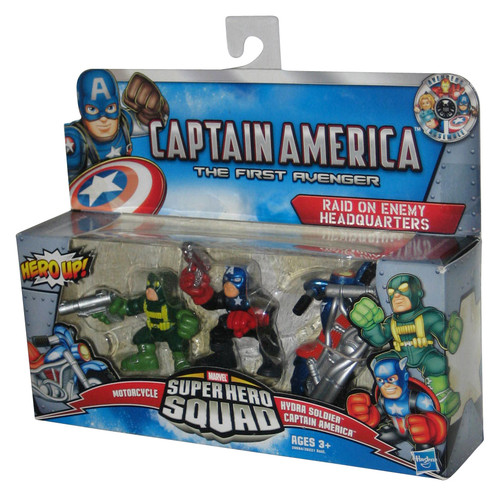 Marvel Super Hero Squad Captain America First Avengers Figure Set - (Motorcycle, Hydra Soldier & Captain America)