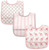 Pink Elephant Luvable Friends 3 Piece Waterproof Bibs with Crumb Catcher