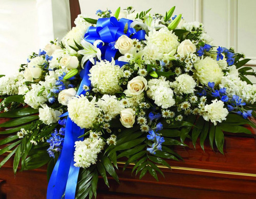 White and Blue Casket Spray-FNWB-01 