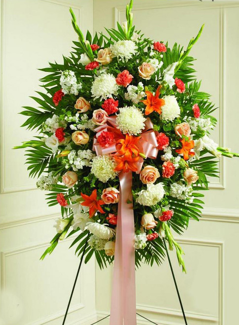 Orange and White Standing Spray-FNOWS-01 