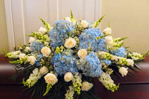 Pastel Blue and White Casket Cover-PBWC-01