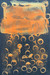 original abstract painting with gold and orange metallic acrylics on black recycled mat board.