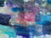 original watercolor painting with soft shades of blues, dark pink, turquoise, purple, a little orange and pale green in squarish shapes blending into each other