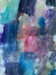 original watercolor painting with soft shades of blues, dark pink, turquoise, purple, a little orange and pale green in squarish shapes blending into each other