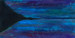 abstract painting of nightime near an ocean or bay or lake next to a mountain. deep blues, green, purple, and black.