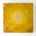 original abstract painting with circular shades from copper, bronze, yellows, white, sun-like