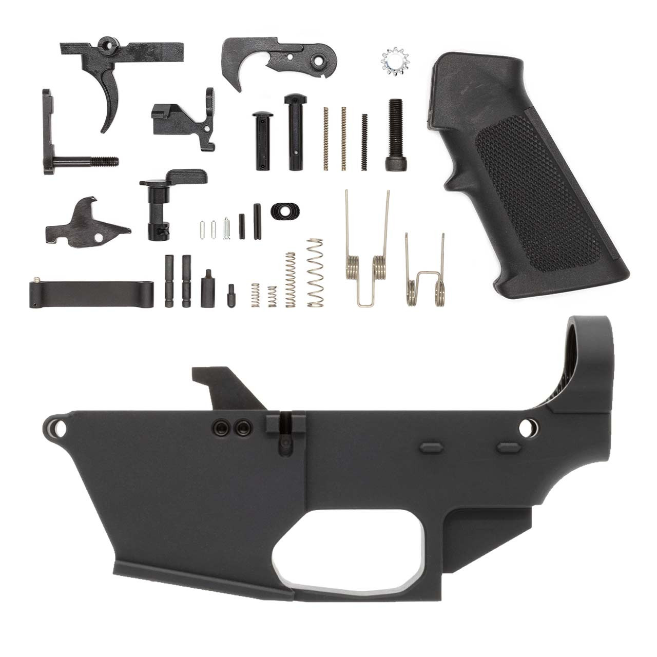 AR9 80% Lower and Mil-Spec AR15 Lower Parts Kit (w/ Hammer and Trigger)