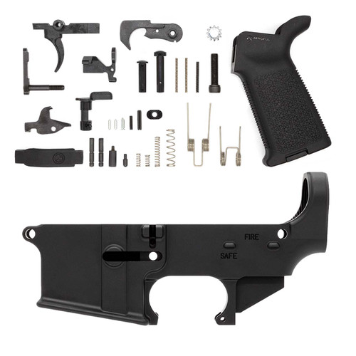 80% Lower (Fire/Safe Marked) w/ Mil-Spec AR15 Lower Parts Kit, Magpul MOE® Grip & MOE® Trigger Guard 1