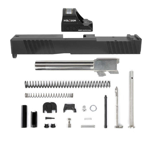 Complete Glock® 17 Compatible Slide w/ Front & Rear Serrations (& RMR Cut) - Black w/ Stainless, Black, Threaded or Non-Threaded Barrel + Holosun 507C-X2 2 Complete Glock® 17 Compatible Slide w/ Front & Rear Serrations (& RMR Cut) - Black w/ Stainless, Black, Threaded or Non-Threaded Barrel + Holosun 507C-X2 2