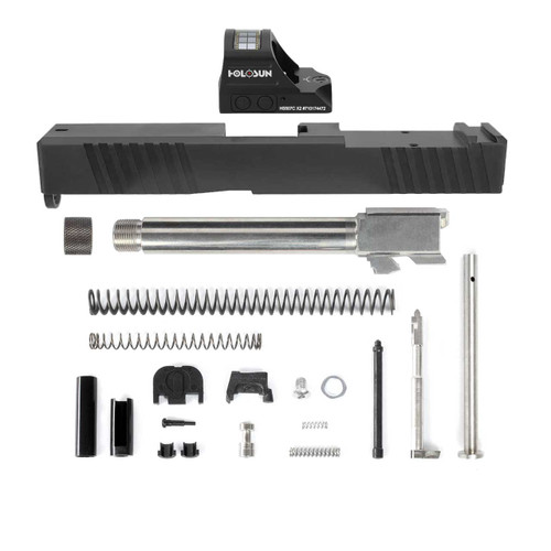 Complete Glock® 17 Compatible Slide w/ Front & Rear Serrations (& RMR Cut) - Black w/ Stainless, Black, Threaded or Non-Threaded Barrel + Holosun 507C-X2 4 Complete Glock® 17 Compatible Slide w/ Front & Rear Serrations (& RMR Cut) - Black w/ Stainless, Black, Threaded or Non-Threaded Barrel + Holosun 507C-X2 4