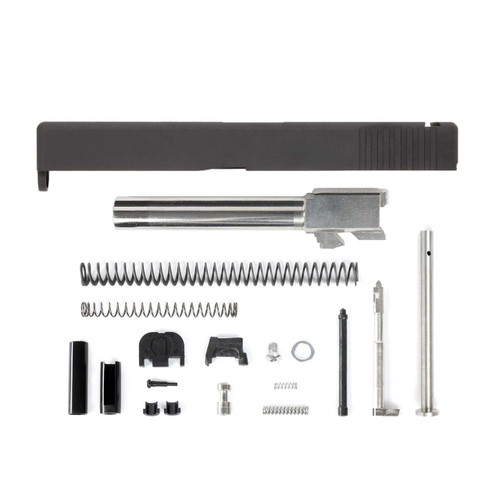 Complete Glock® 17 Compatible Rear Serration Only Slide - Black w/ Stainless, Black, Threaded or Non-Threaded Barrel Complete Glock® 17 Compatible Rear Serration Only Slide - Black w/ Stainless, Black, Threaded or Non-Threaded Barrel