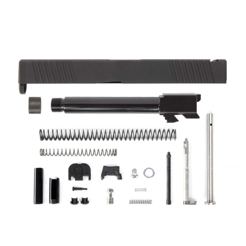 Complete Glock® 17 Compatible Slide w/ Front & Rear Serrations - Black w/ Stainless, Black, Threaded or Non-Threaded Barrel Complete Glock® 17 Compatible Slide w/ Front & Rear Serrations - Black w/ Stainless, Black, Threaded or Non-Threaded Barrel