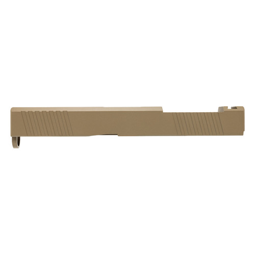 Glock® 19 Compatible Slide w/ RMR Optic Cut & Front/Rear Serrations - FDE Glock® 19 Compatible Slide w/ RMR Optic Cut & Front/Rear Serrations - FDE