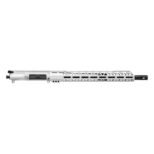 5.56 AR 15 Storm Trooper White Cerakote Upper Assembly - 16" Nitride Barrel, 1:7 Twist Rate with 15" Talon MLOK Handguard 5.56 AR 15 Storm Trooper White Cerakote Upper Assembly - 16" Nitride Barrel, 1:7 Twist Rate with 15" Talon MLOK Handguard