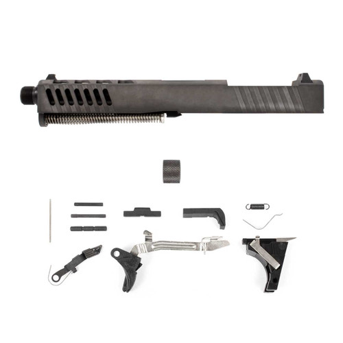 Glock® 17 Compatible Pistol Build Kit - Ported & Vented RMR Cut Slide w/ Sights + Threaded Barrel