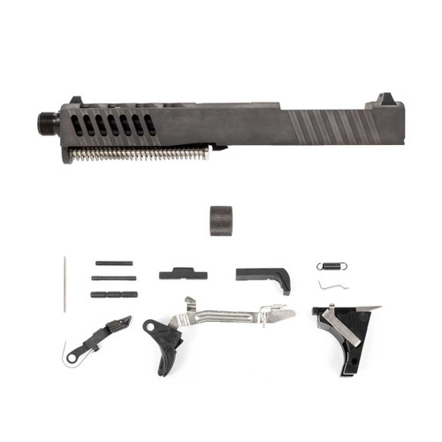 Glock® 19 Compatible Pistol Build Kit - Black Ported & Vented RMR Cut Slide w/ Sights + Threaded Barrel