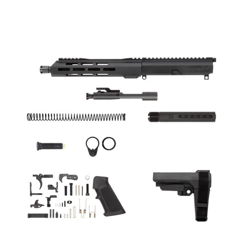 5.56 AR-15 Right-Side Charging Pistol Kit - 10.5" Parkerized M4 Barrel and Micro Flash Hider, 1:7 Twist Rate with 10" MLOK Split Rail Handguard