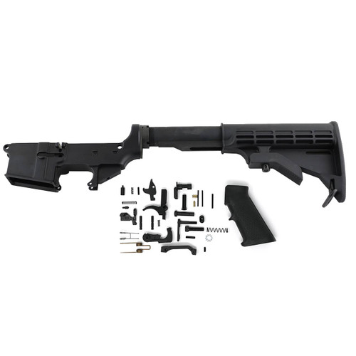 AR 15 Lower Assembly | Lower Parts Kit | Butt Stock | Buffer Tube | FIRE/SAFE | Forged | 80% Lower