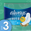Always Ultra Thin Pads Size 3, Extra Long, Super Absorbency with Wings, Unscented