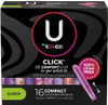 U By Kotex Click Compact Tampons, Super Absorbency, Unscented, 16 Count (Packaging May Vary), 0.220 Lb