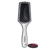 Donna Collection Small Metallic Silver Paddle Hair Brush, Black