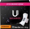 U by Kotex Balance Ultra Thin Overnight Pads with Wings, 38 Count (Packaging May Vary)
