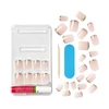 KISS Voguish Fantasy French Nails – Bisous, French Fashion Acrylic Nails, Short, Square, Light Silver, Ready To Wear, Hassle Free, No Damage/No Dry Time, Waterproof, Smudge Proof, Shine | 28 Count