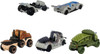 Hot Wheels Jurassic World Set Character Cars 4 Pack, Velociraptor Beta, Velociraptor (Blue), Tyrannosaurus Rex, Giganotosaurus