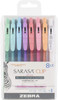 Zebra Pen Sarasa Clip Retractable Gel Pen, Fine Point, 0.5mm, Milk Assorted Colors, 8-Pack