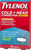 Tylenol Cold + Head Congestion Severe Medicine Caplets for Fever, Pain & Congestion Relief, 24 ct.