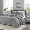 Madison Park Keaton Quilt Set-Casual Channel Stitching Design All Season, Lightweight Coverlet Bedspread Bedding, Shams, Full/Queen(90"x90"), Stripe Grey, 3 Piece