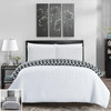 Chic Home 3 Piece Ora Heavy Embossed and Embroidered Quilted Geometrical Pattern Reversible Printed Queen Comforter Set White