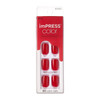 imPRESS KISS No Glue Mani Press On Nails, Color, 'Reddy or Not', Red, Short Size, Squoval Shape, Includes 30 Nails, Prep Pad, Instructions Sheet, 1 Manicure Stick, 1 Mini File