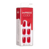 imPRESS KISS No Glue Mani Press On Nails, Color, 'Reddy or Not', Red, Short Size, Squoval Shape, Includes 30 Nails, Prep Pad, Instructions Sheet, 1 Manicure Stick, 1 Mini File