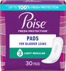 Poise Incontinence Pads & Postpartum Incontinence Pads, 3 Drop Light Absorbency, Regular Length, 30 Count, Packaging May Vary