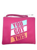 Conair Sophia Joy Wristlet Cosmetic Bag Makeup Bag Pink "You Got This" 7 x 9 in