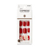 KISS imPRESS No Glue Mani Press On Nails, Design, 'Adore You', Red, Short Size, Squoval Shape, Includes 30 Nails, Prep Pad, Instructions Sheet, 1 Manicure Stick, 1 Mini File