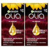 Garnier Olia Hair Color, Oil Powered Ammonia Free Permanent Hair Dye for Long-Lasting Color, 6.65 Intense Red, 2 Dye Kits