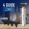 Barbasol Stainless-Steel Rechargeable Zero-Gapped T-Blade Trimmer, Hanging Blade, 3 Guide Combs