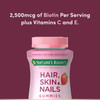 Nature's Bounty Hair, Skin & Nails with Biotin, Strawberry Gummies Vitamin Supplement, Supports Hair, Skin, and Nail Health for Women, 2500 mcg, 140 Ct, 70 Total Servings