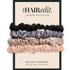 The Hair Edit Ruched Ribbon Satin Scrunchies – Skinny Multi-Colored Hair Scrunchies With A Silk-Like Finish