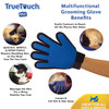 True Touch Five Finger Deshedding Glove- Premium Version, Gentle Grooming, Great Cats & Dog, Long or Short Fur- Includes 1 Authentic Right Hand True Touch & 1 Lint Roller