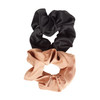 Goody Ouchless Forever Satin Scrunchies, 2 Ct, Brown & Black, 3X Stronger Damage-Free Hold Hair Scrunchies, 16 Strand Inner Core, Styling Accessories for Women & Men, For Medium-Thick Hair