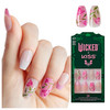 WICKED X KISS Press On Nails, ‘So Popular’, Pink, Medium Coffin, Waterproof, Chip Proof, Smudge Proof, 28 Fake Nails, Pink Gel Nail Glue (2g), Mini Nail File, & Manicure Stick