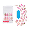 WICKED X KISS Press On Nails, ‘So Popular’, Pink, Medium Coffin, Waterproof, Chip Proof, Smudge Proof, 28 Fake Nails, Pink Gel Nail Glue (2g), Mini Nail File, & Manicure Stick