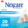 Nexcare Waterproof Clear Bandages, Covers and Protects, Designed to stay on in wet conditions and keep the water out, Assorted Sizes, 20 Count